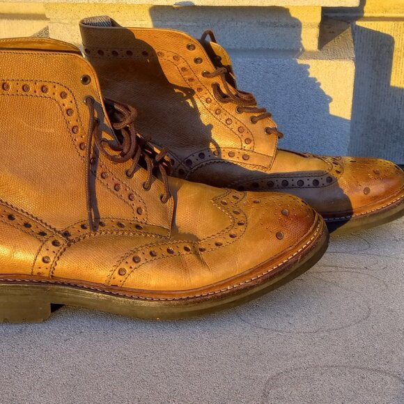 Grenson England Tan Oxford Brogue Boots SIZE 9 (UK), 9.5 (US) - Picture 3 of 15
